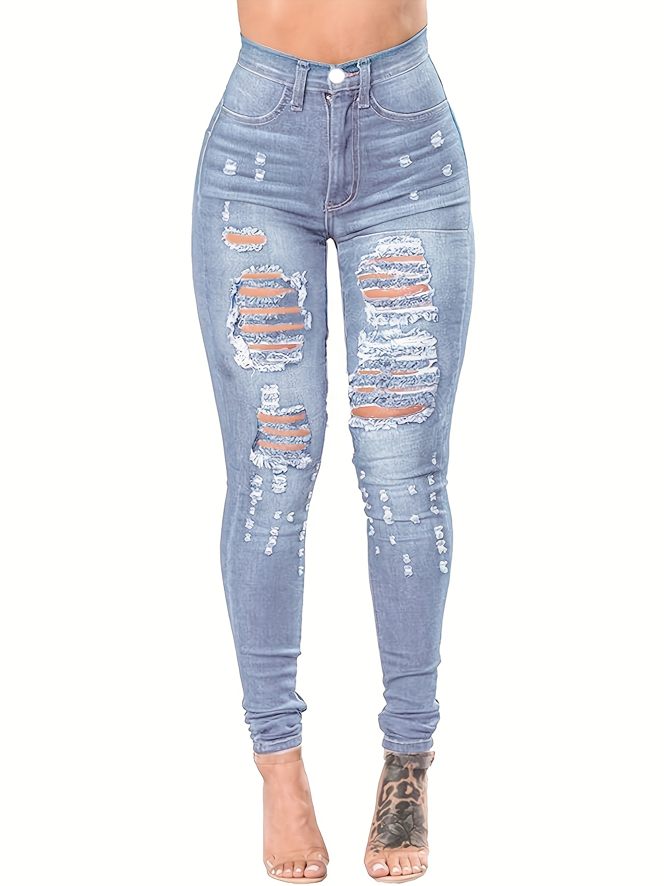 Woman Clothing Stacked Jeans - Temu