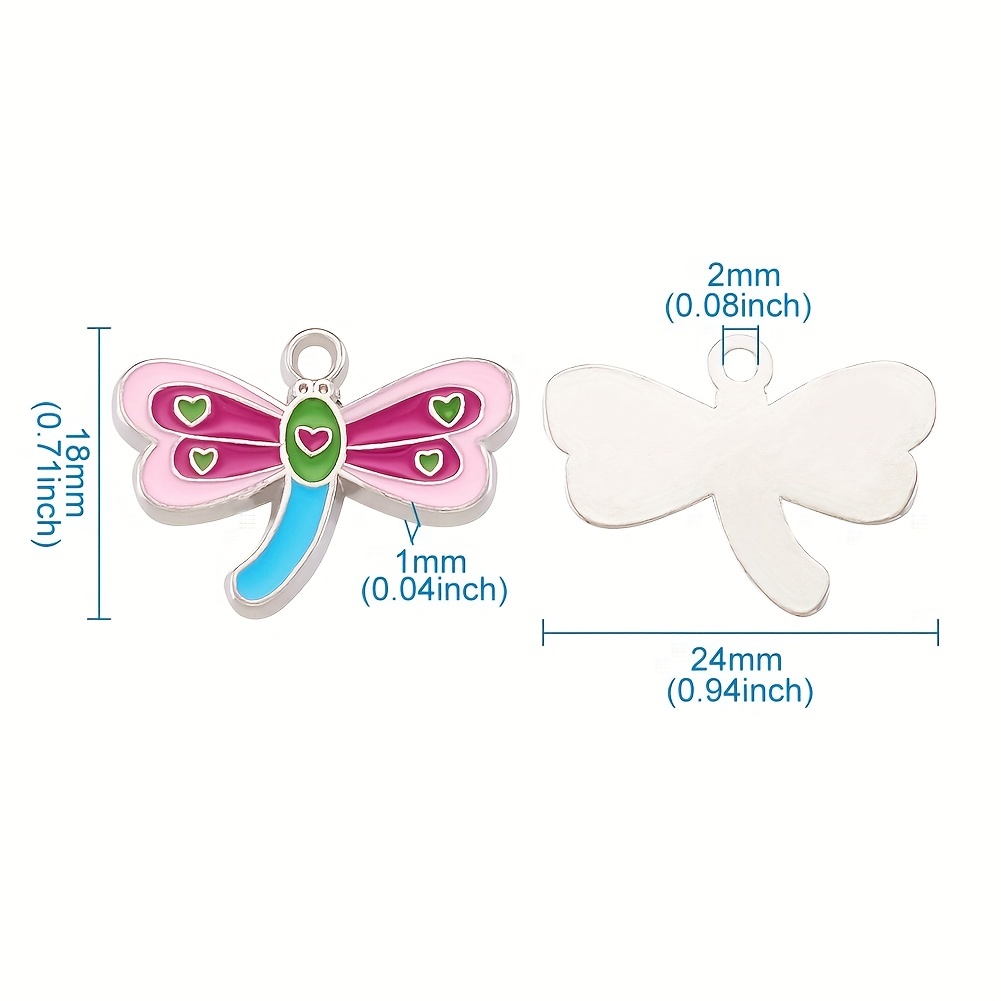 5Pcs Pink Dragonfly Pendants DIY Jewelry Accessories