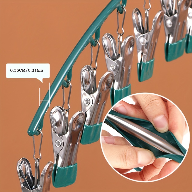Dip Glue Sock Clip Stainless Steel Metal Hanger - 10 Clips Sock Rack
