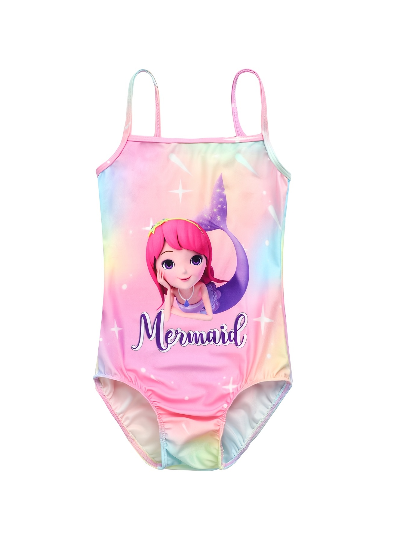 Girl's Sweet Ruffle Solid Color One-Piece Swimsuit Set - Polyester