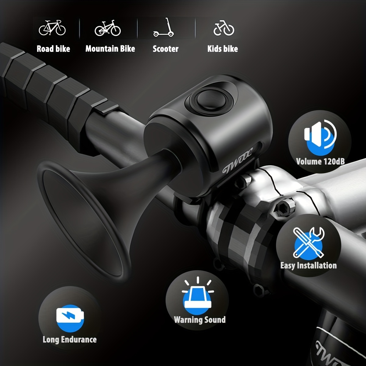 Elektrische Fahrradhupe 120 dB, IPX4 Wasserdicht Fahrradklingel Elektrisch,  Fahrradglocke für Erwachsene, Fahrrad Hupe Laut für Mountainbikes Rennrad  Roller (Blau) : : Sport & Freizeit
