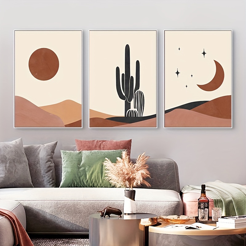 Abstract Desert Cactus Sun Moon Landscape Canvas Painting Nordic Wall Art  Decorative Poster Print,, For Living Room Home Decor Picture, No Frame  Temu Australia