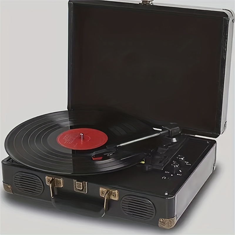 Reproductor de discos de vinilo Bluetooth con radio FM digital USB, control  remoto, tocadiscos vintage para discos de vinilo con altavoces, 3 entradas