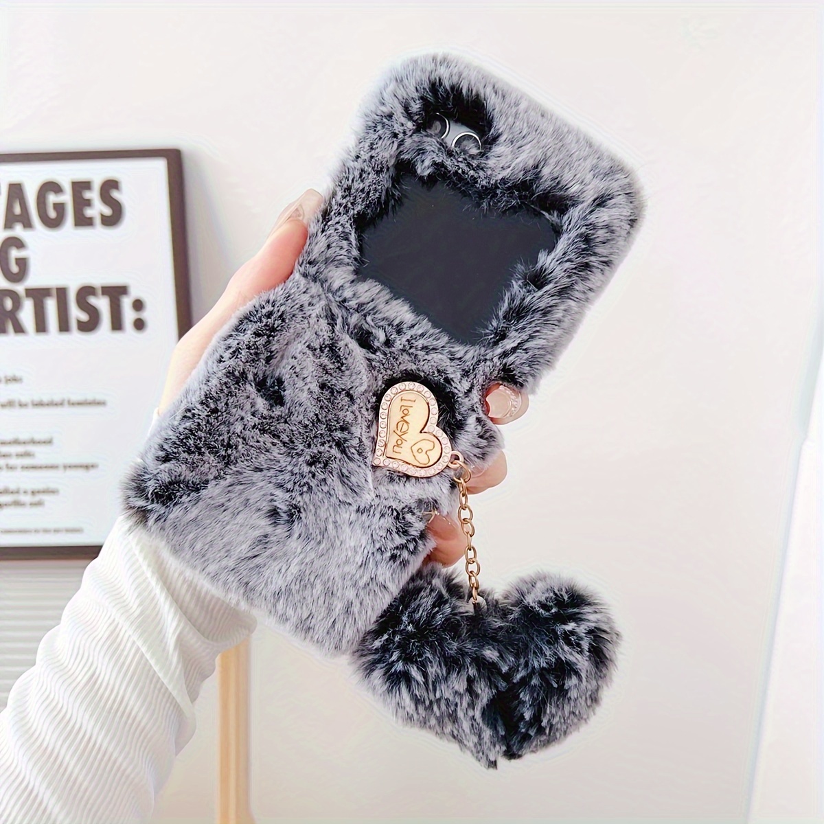 

For Samsung Plush Love Pendant Folding Anti-drop Protective Case Phone Case