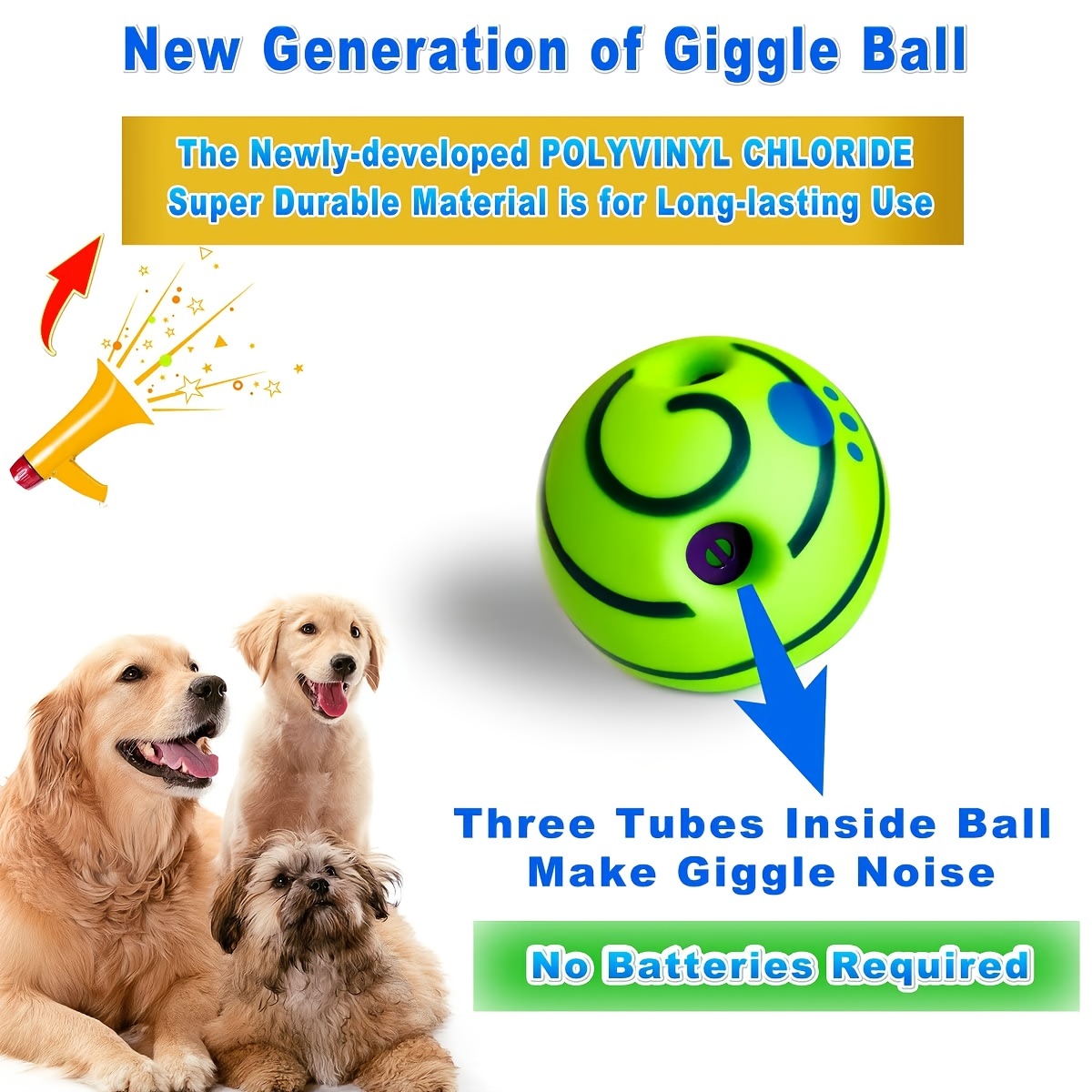 CREDIT 5 STAR Dog Toy Giggle Ball Interactive Dog Treat Toys Wobble Wiggle  Make Noise Dog Treat Toy, Food Puzzles, Squeaky Treat Ball for Puppy Small