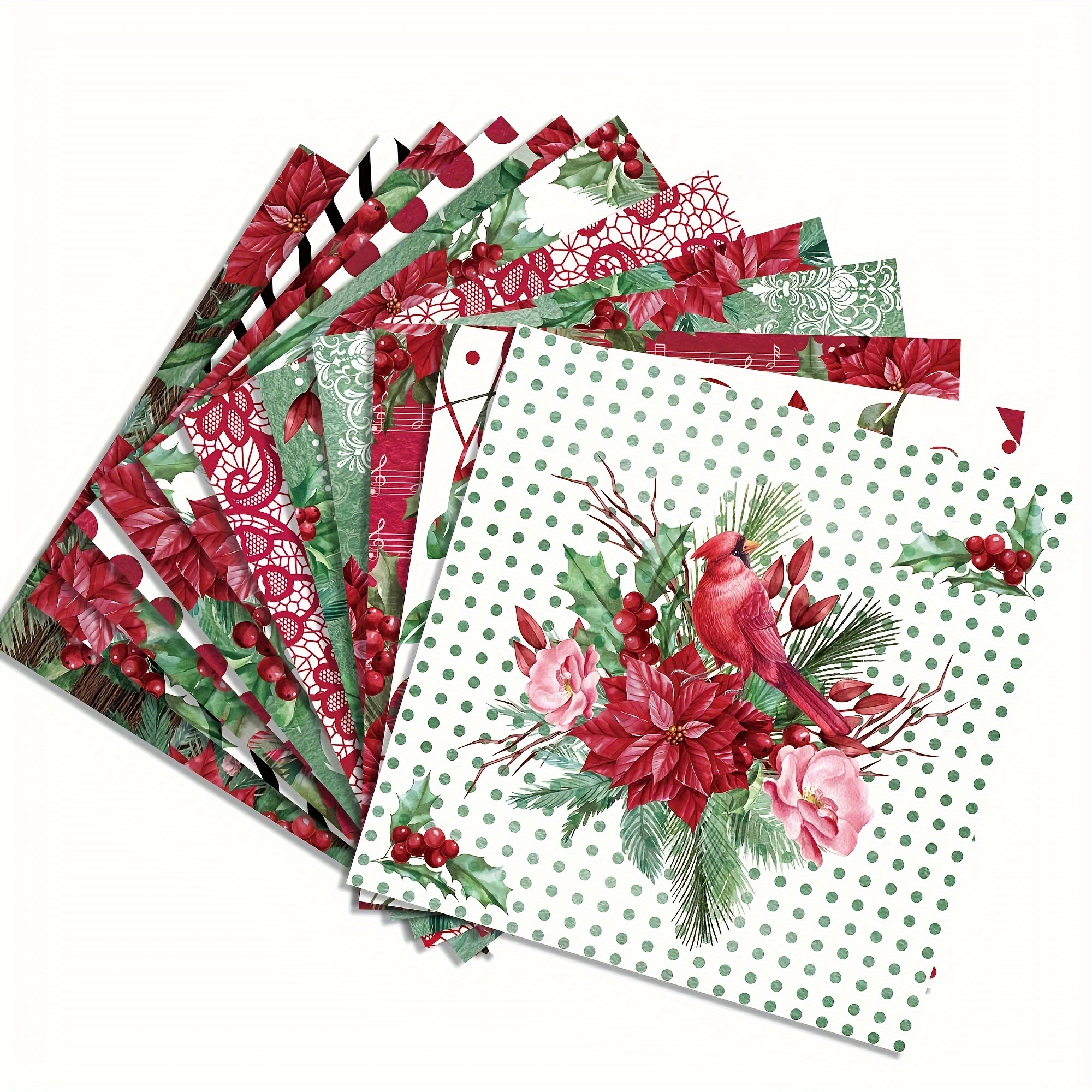 Christmas Scrapbook Paper Watercolor Poinsettia Pattern - Temu