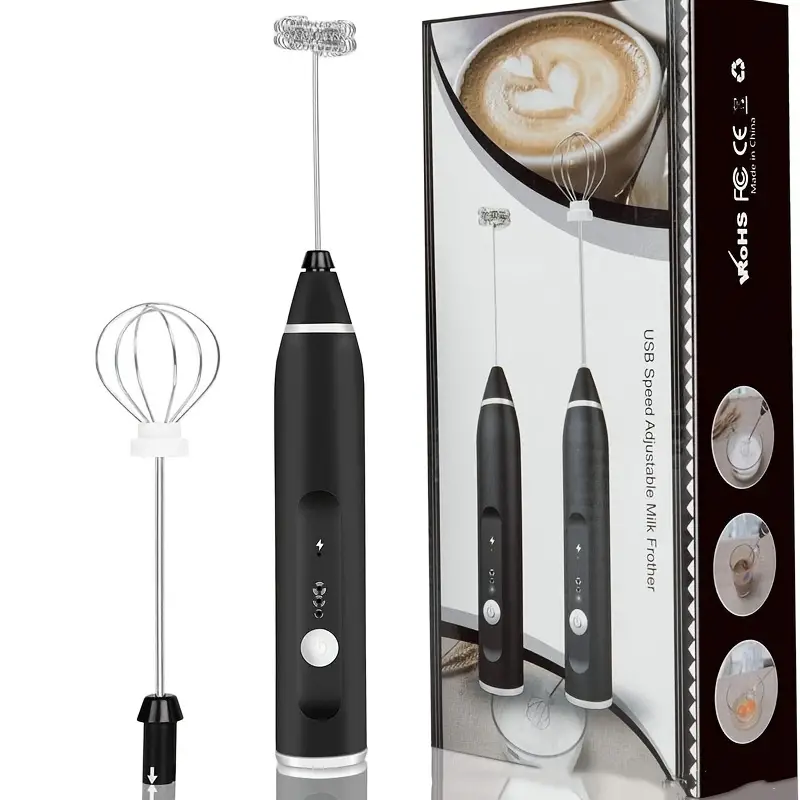 1pc electric egg beater milk frother 3 speed adjustable household hand mixer rechargeable milk frother with battery details 7