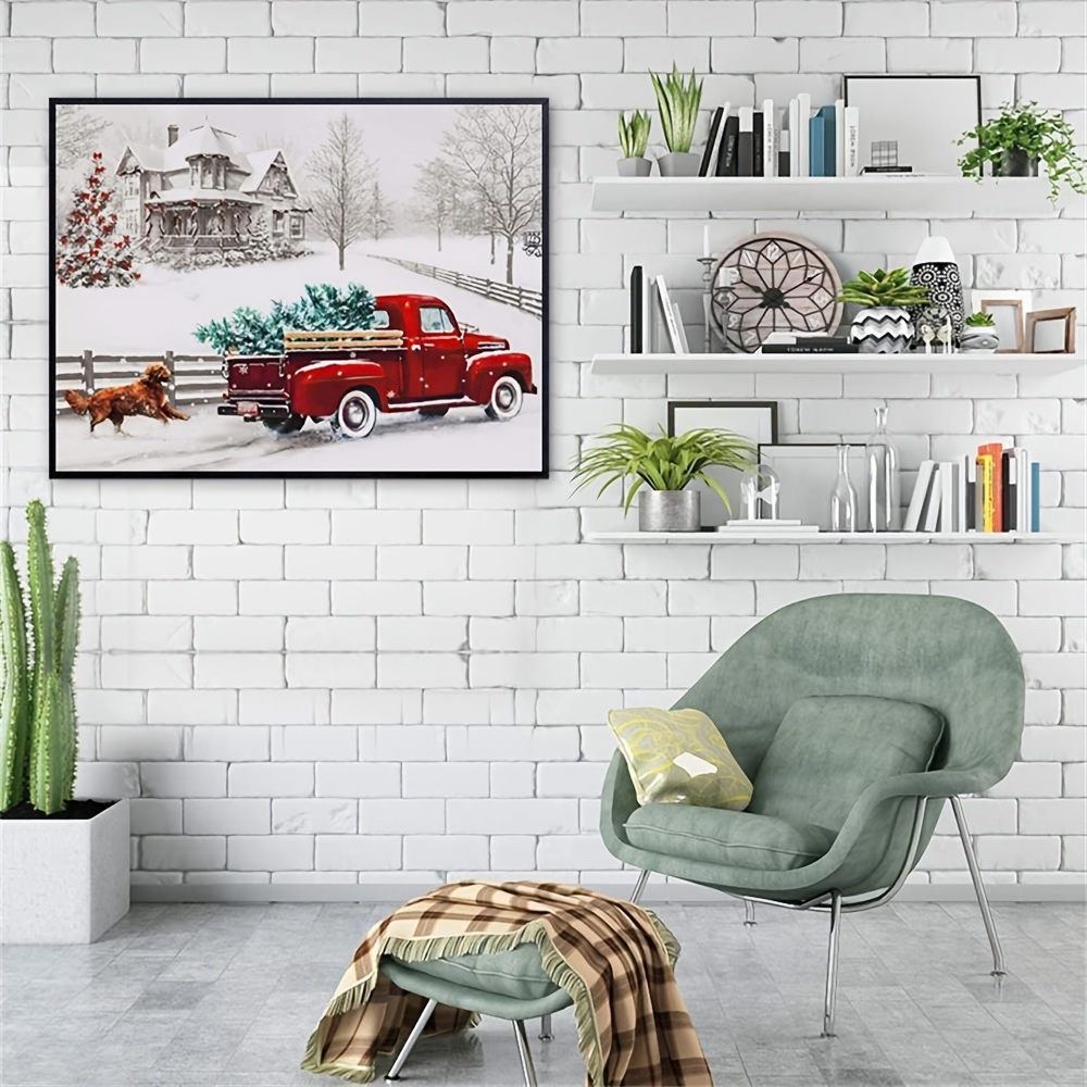 5d Diy Scenery Diamond Painting Small Town House Winter Snow - Temu