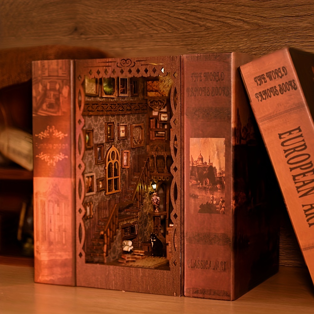 Kit de serre-livres Diagon Alley en bois - Support pour bibliothèque -  Décoration - Kit de construction - Accessoires de luxe - Livres décoratifs  - 13
