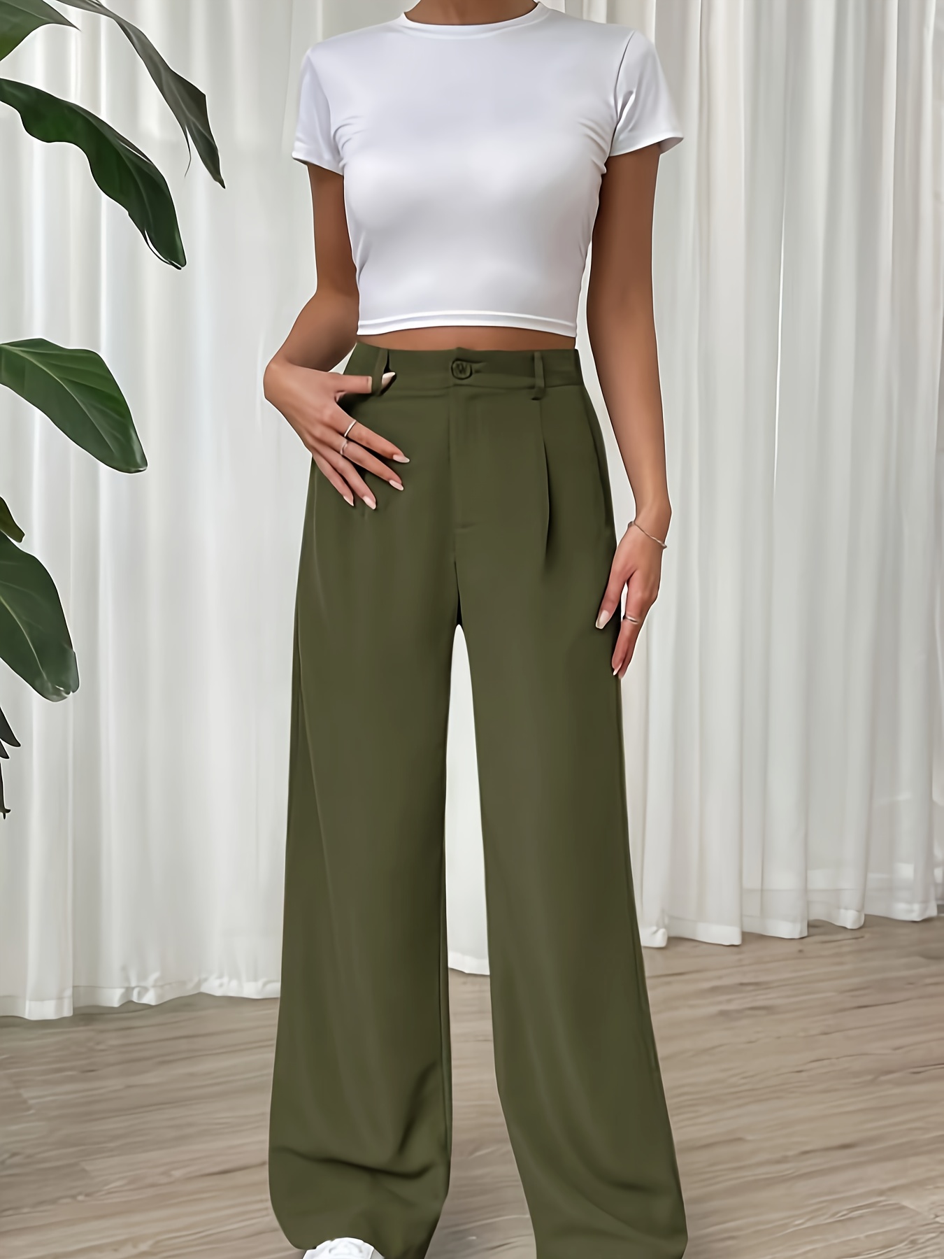 Pantalón crop pinzas - Mujer