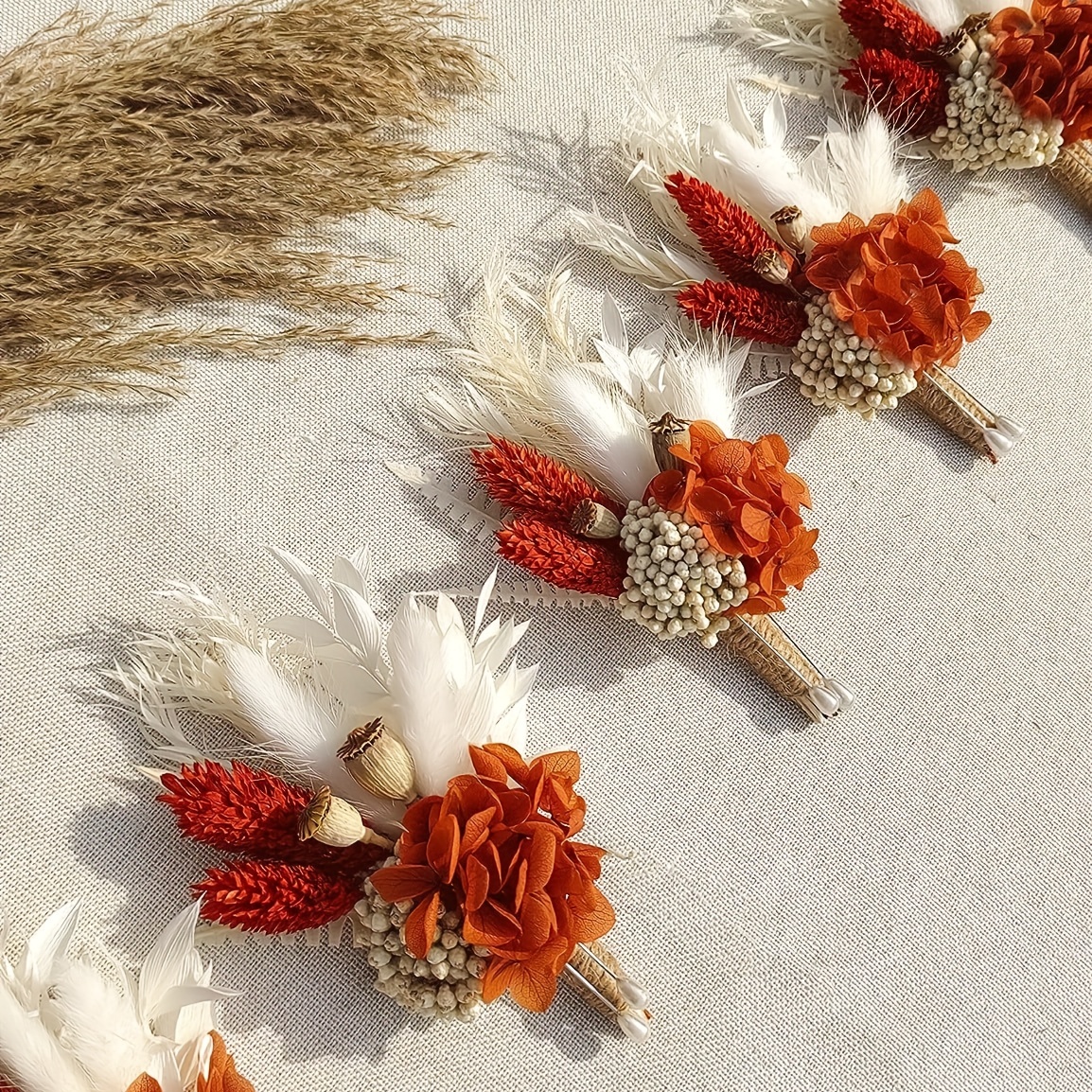 Fall Dried Flower Boutonniere For Men's Boho Wedding - Temu