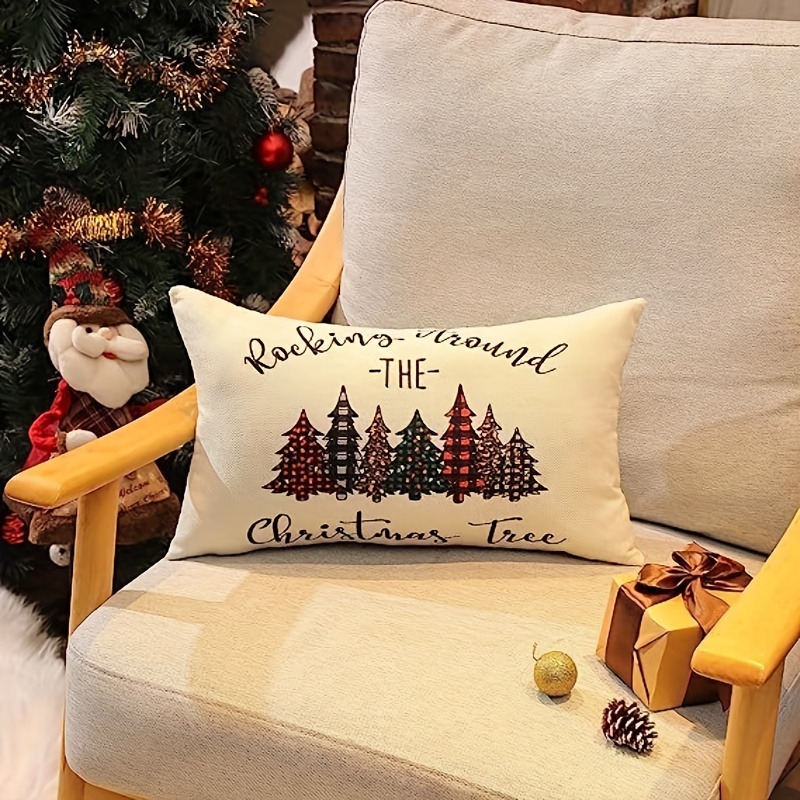  Merry Christmas Pillow Cover 12x20 Farmhouse Christmas Throw  Lumbar Pillow Cover Decorations Christmas Tree Holiday Decor Case for Home  Couch : Home & Kitchen