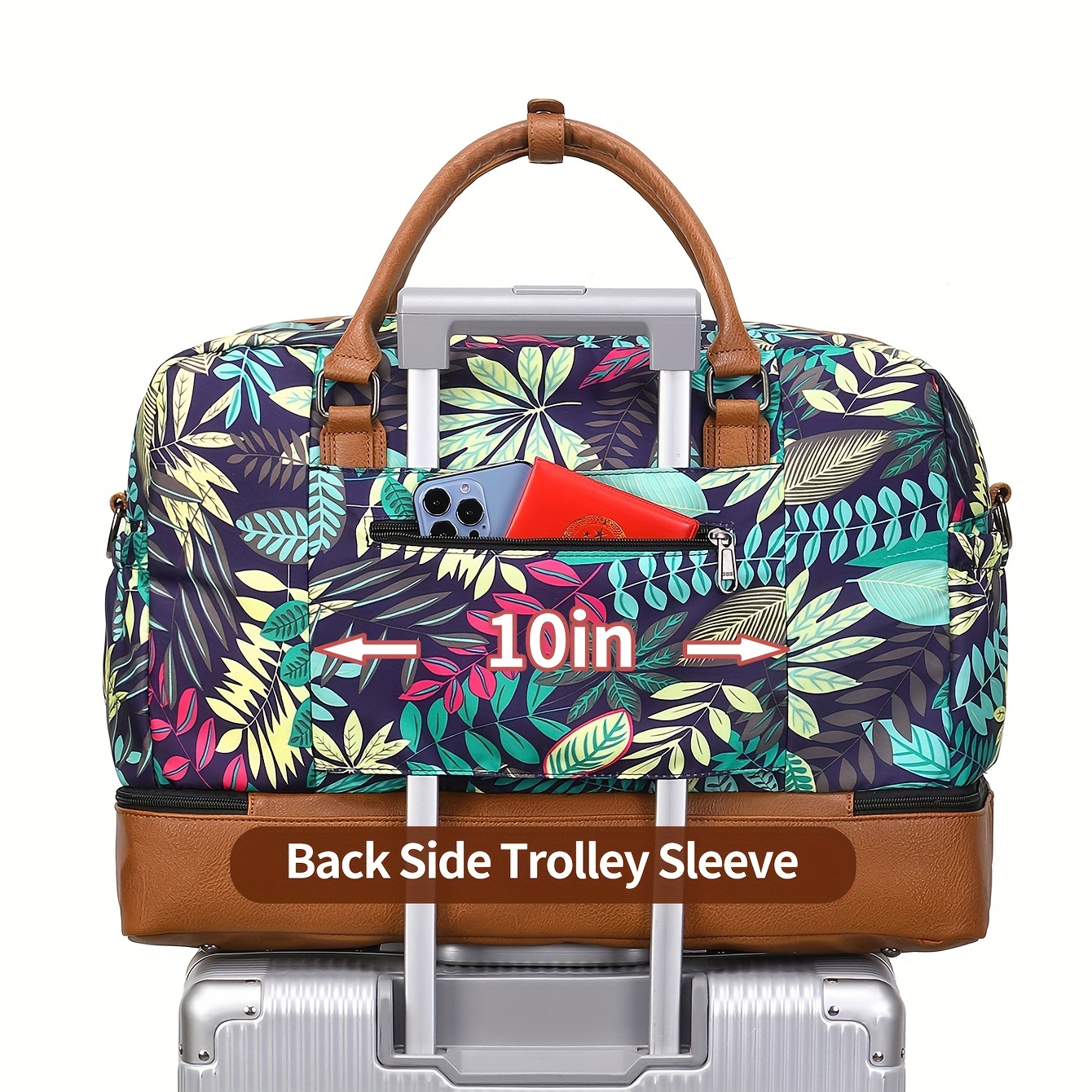 large capacity carry on bag set canvas lightweight luggage weekender bag portable travel gym storage bag details 3
