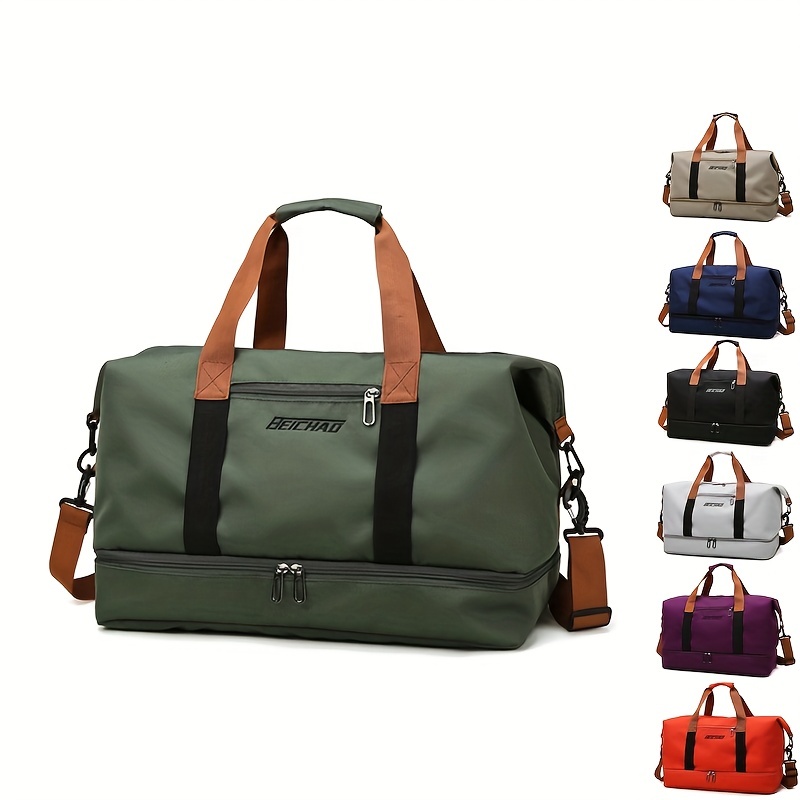 Waterproof PU Fitness Handbag For Men Shoulder Bag Business Large Travel Duffle  Luggage Bag