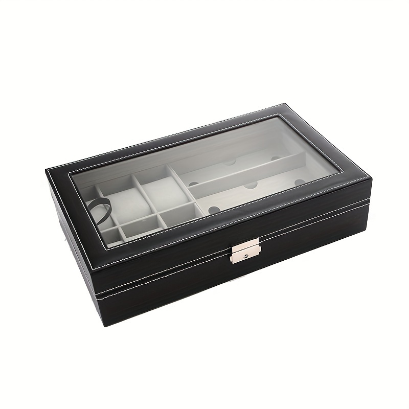 Watch Box Case & Mens Jewelry Box Organizer with 3 Sunglasses Display Box