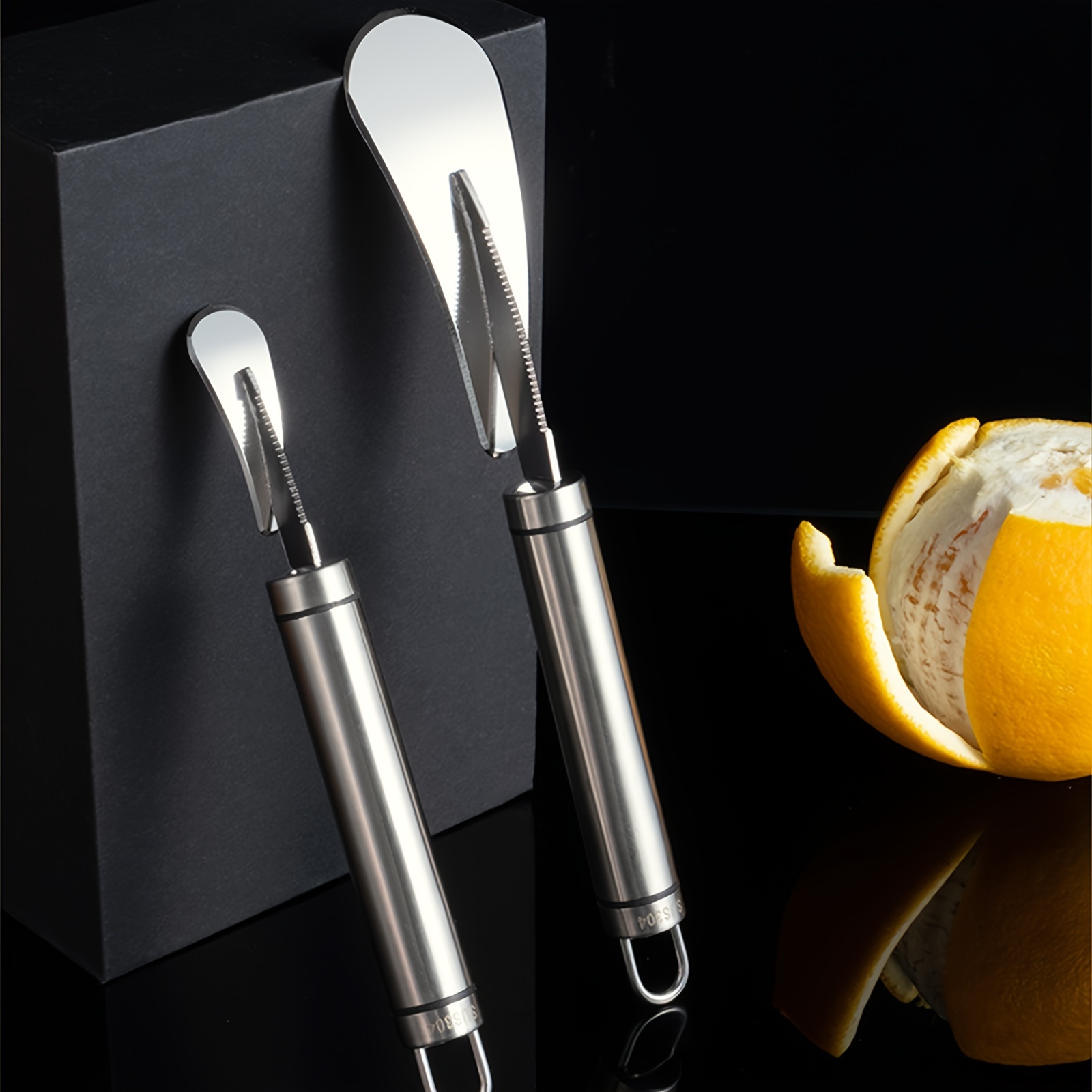 2PCS 304 Stainless Steel Orange Opener Ring Slicer Cutter Portable Citrus  Grapefruit Peeler Tool 