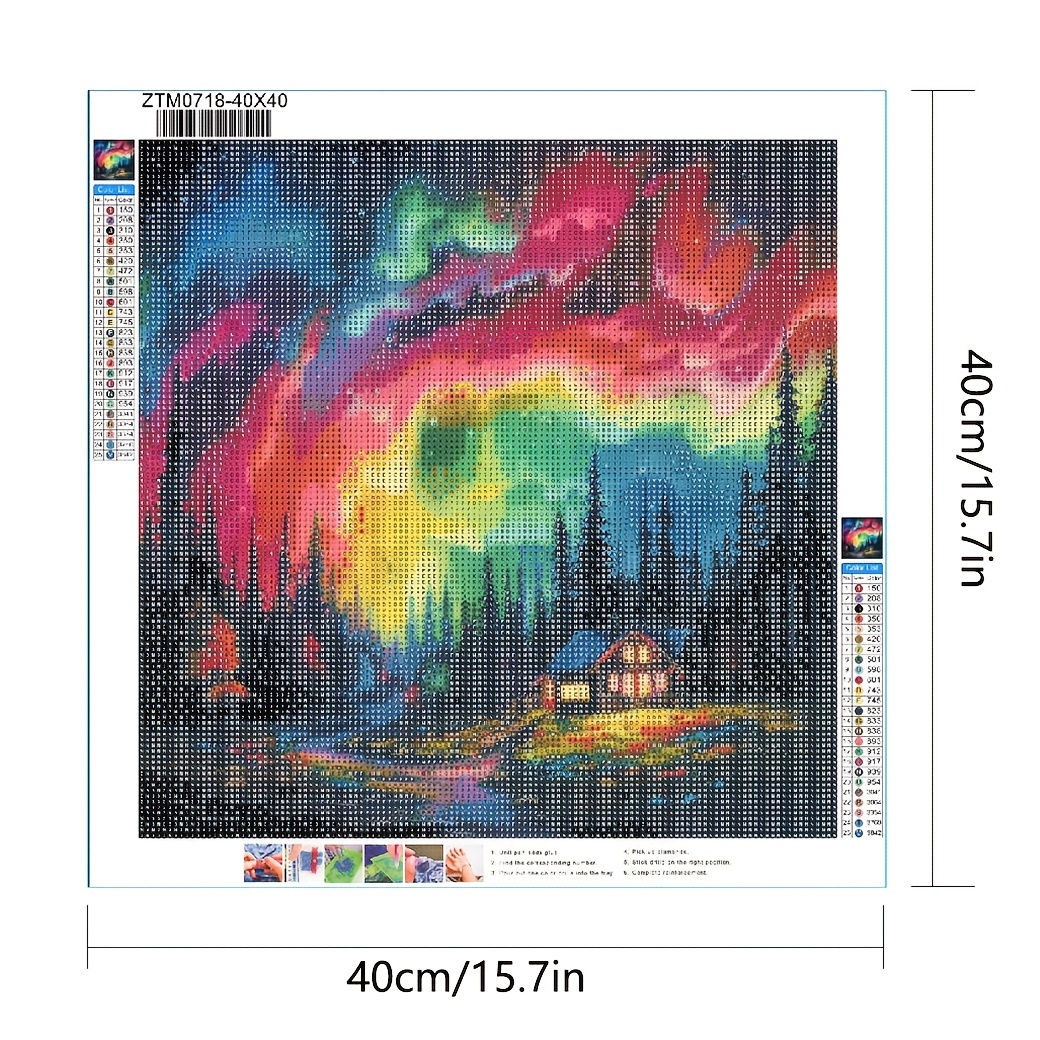 5D DIY Big Diamond Painting Set For Adults, 15.7x27.5inch/40x70cm Aurora  Lake Round Full Diamond Art Number Picture Kit For Home Wall Decor Gift  Chris