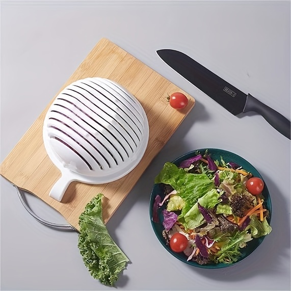 Snap Salad Cutter Bowl,Multi-Functional vegetable chopper Salad Cutting  Bowl,Wash Strain Slice and Serve,Strainer Fresh Salad Slicer Bowl