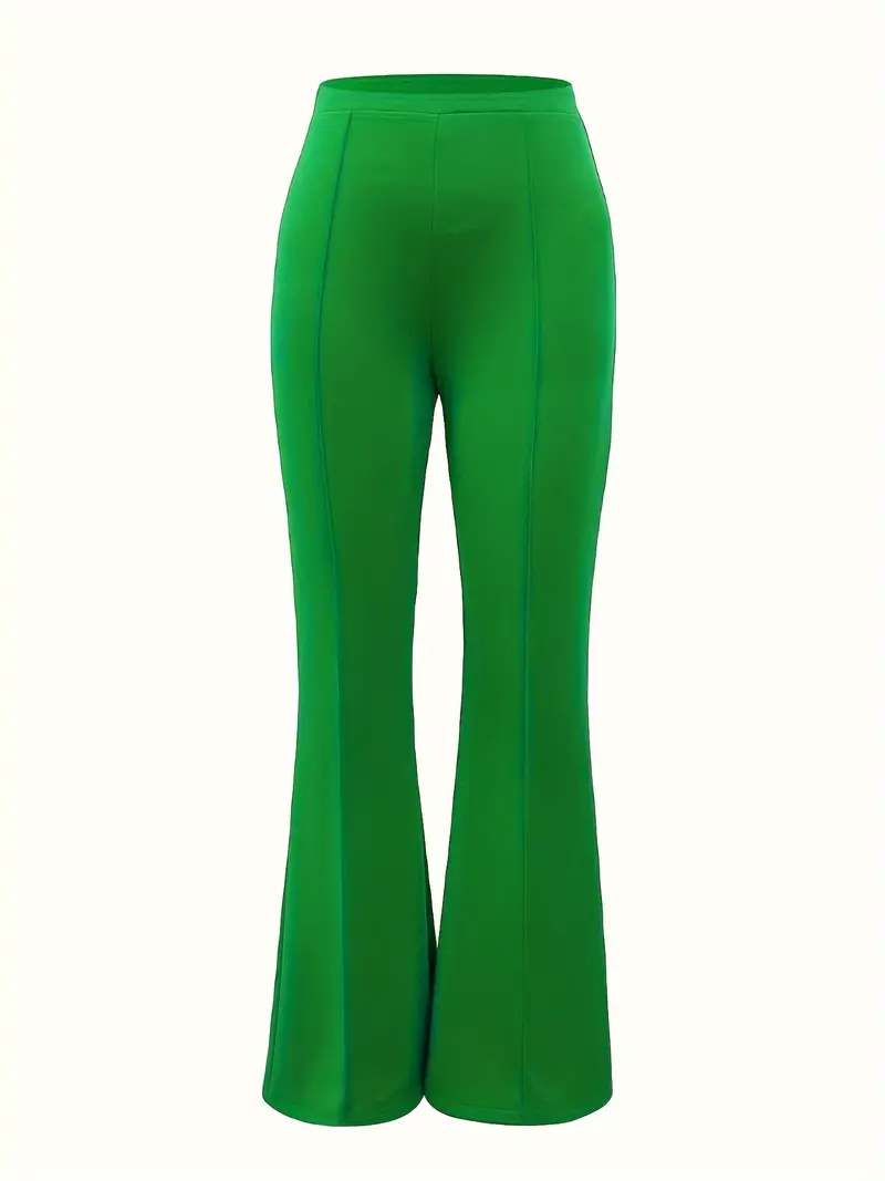 plus size elegant pants womens plus solid high rise high stretch flared leg trousers details 8