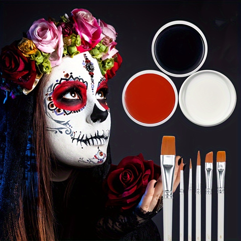 Halloween Makeup Face Paint Kit White And Black Oil Color - Temu