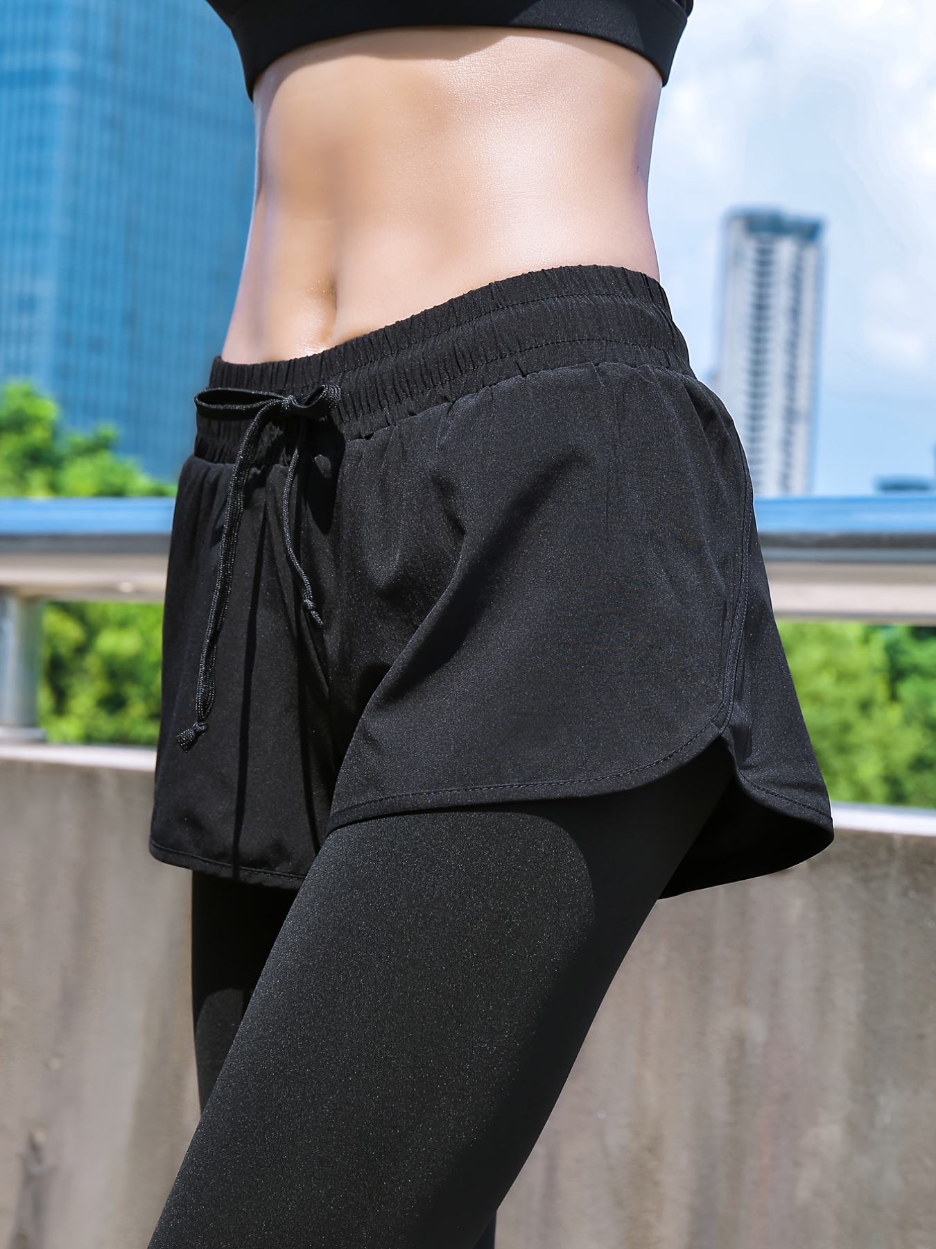 Sports Leggings women wear fake two-piece quick dry Yoga Pants