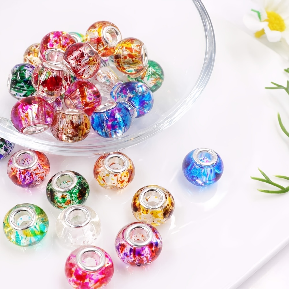 Explosion Two-Tone Glass Beads 24pcs 14x9mm Large Hole Loose Gap Beads  Suitable For DIY Bracelet Jewelry Making