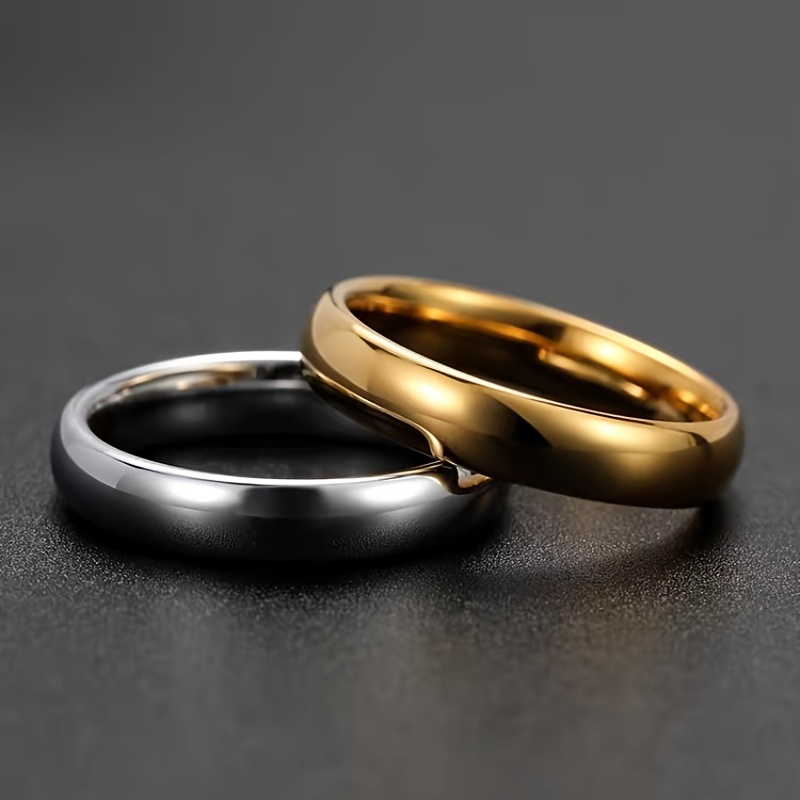 Wide Glossy Circle Ring Titanium Steel Pair Ring