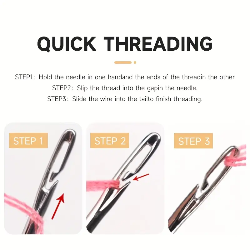  12 Pcs/Set Self Threading for Hand Sewing Easy Thread Side  Threading Hand Embroidery 12x Side Threading Metal Sewing for Hand Sewing  Embroidery Craft