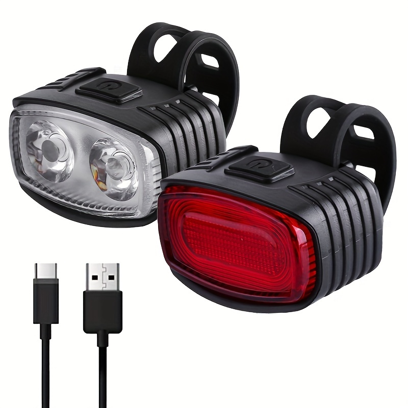 

Super Bright Usb Rechargeable Bike Light Set For Night Riding Safety - Front And Rear Taillight With Long Battery Life - Cycling Accessories