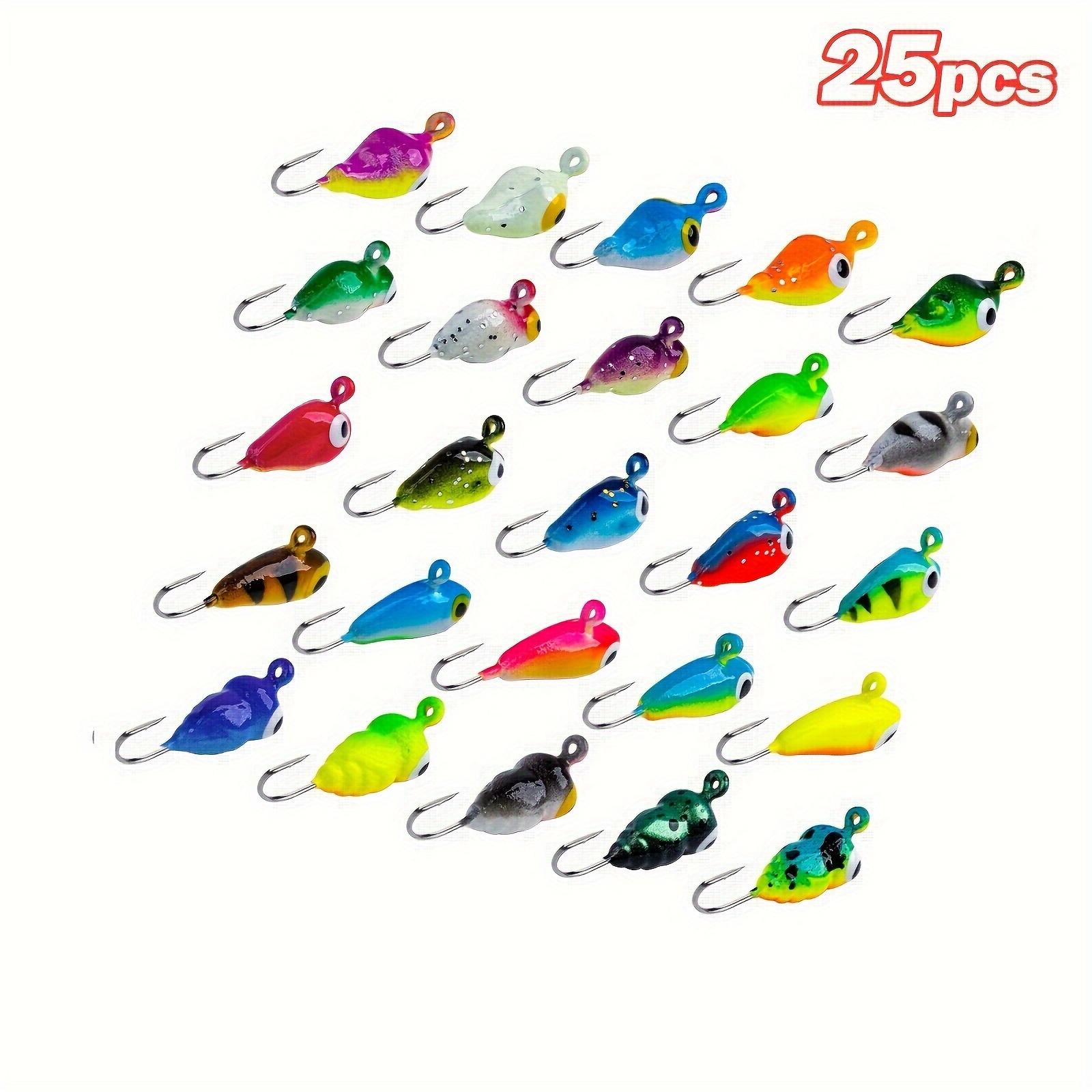 Shappy 88 Pcs Ice Fishing Jigs Kit Includes 48 Jig Heads Hook Set and 40  Soft Baits Fishing Hooks Lures Winter Fishing Tackle Set for Bass Trout