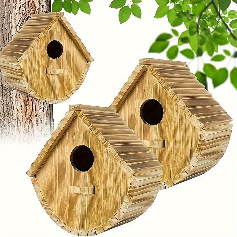 Maison d'oiseau en bois suspendue pour l'extérieur 6 trous Maison d'oiseaux  en bois Cour arrière-cour Décorations