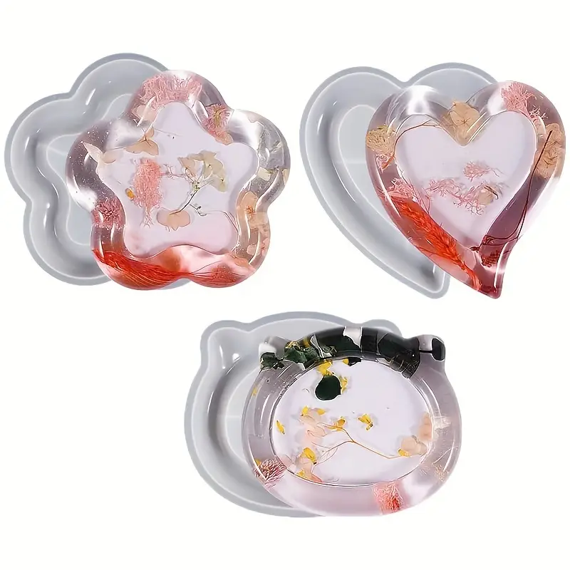 Resin Tray Molds Heart Coaster Silicone Molds For Epoxy - Temu