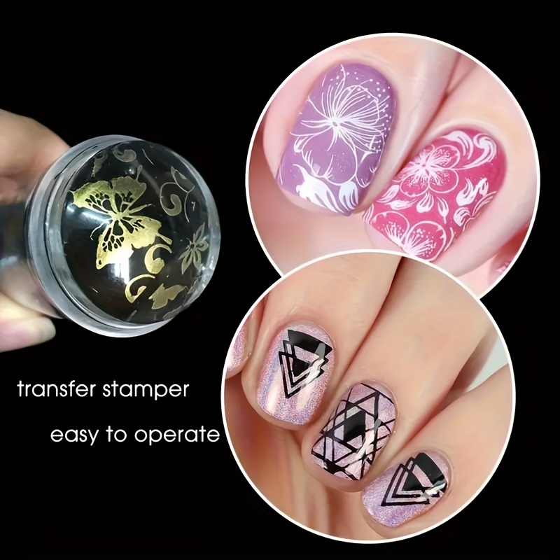 TEMU Tip Nail Art Kit - Clear Silicone Stamper & Scraper, No-power Manicure Tool Set For Hands, Feet & Nails