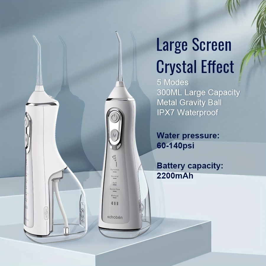 1pc rechargeable electric water flosser with 4  tips for teeth whitening and oral care 5 cleaning modes 300ml detachable reservoir cordless and waterproof perfect for home and travel details 3