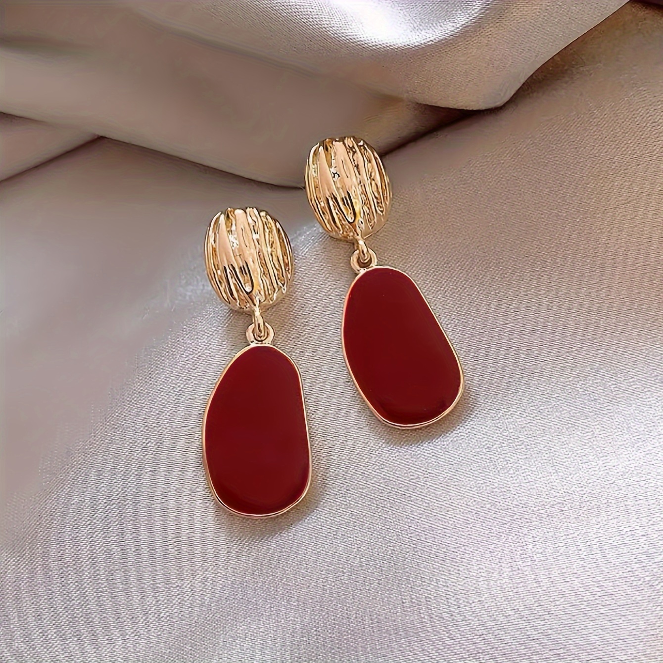 

Red Irregular Shape Dangle Earrings Elegant Simple Style Zinc Alloy Jewelry Trendy Female Ear Ornaments