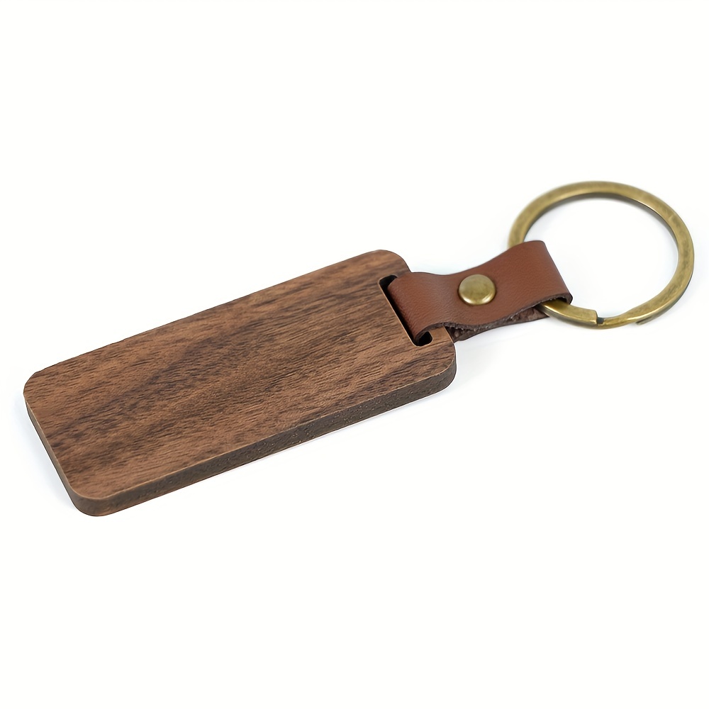 20PCS Wood Blank Keychains, Leather Wood Keychain Blanks