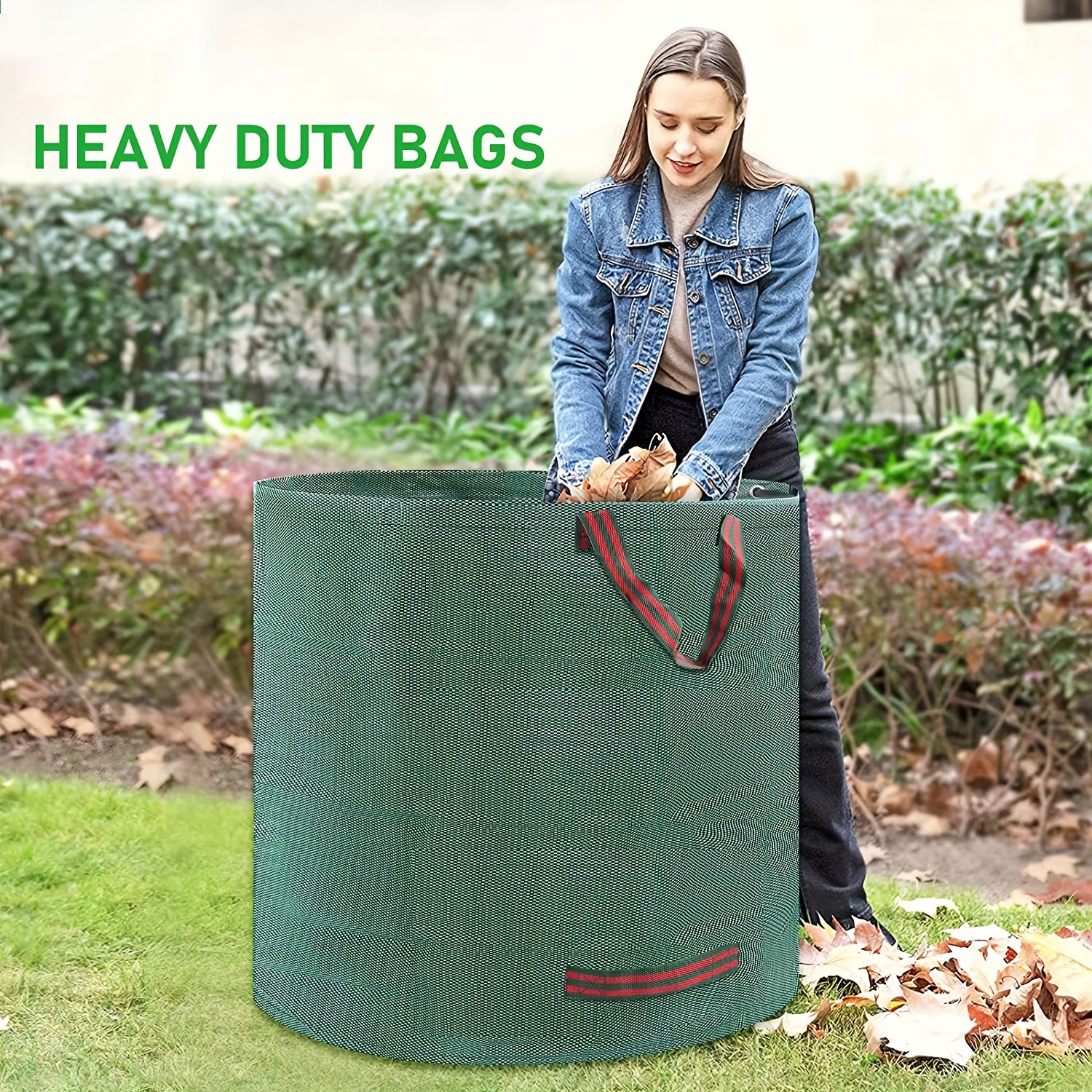 272 L Garden Bags, Heavy Duty Garden Waste Bags, Waterproof Heavy Duty  Large Bags with Handles, Fold
