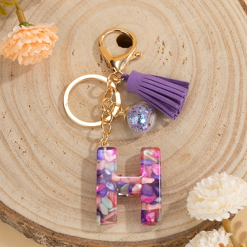 Pgeraug Gifts for Women Personalized Resin Translucent Keychain Creative Letter Color Pendant Keychain Key Chain J, Adult Unisex, Size: Small