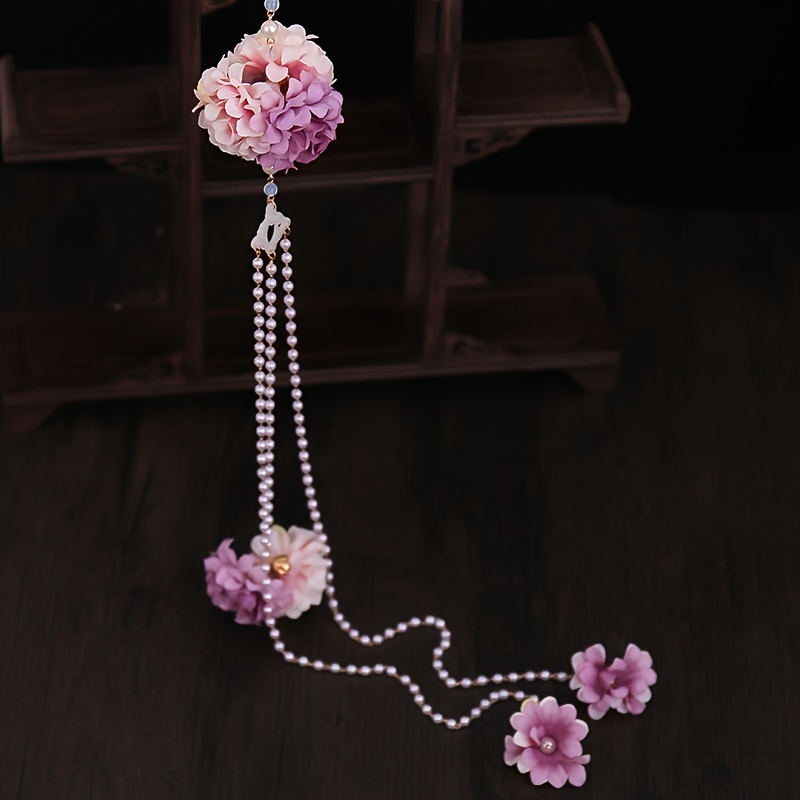 Chinese Style Waist Accessories Hanfu Pearl Tassel Silk Flower