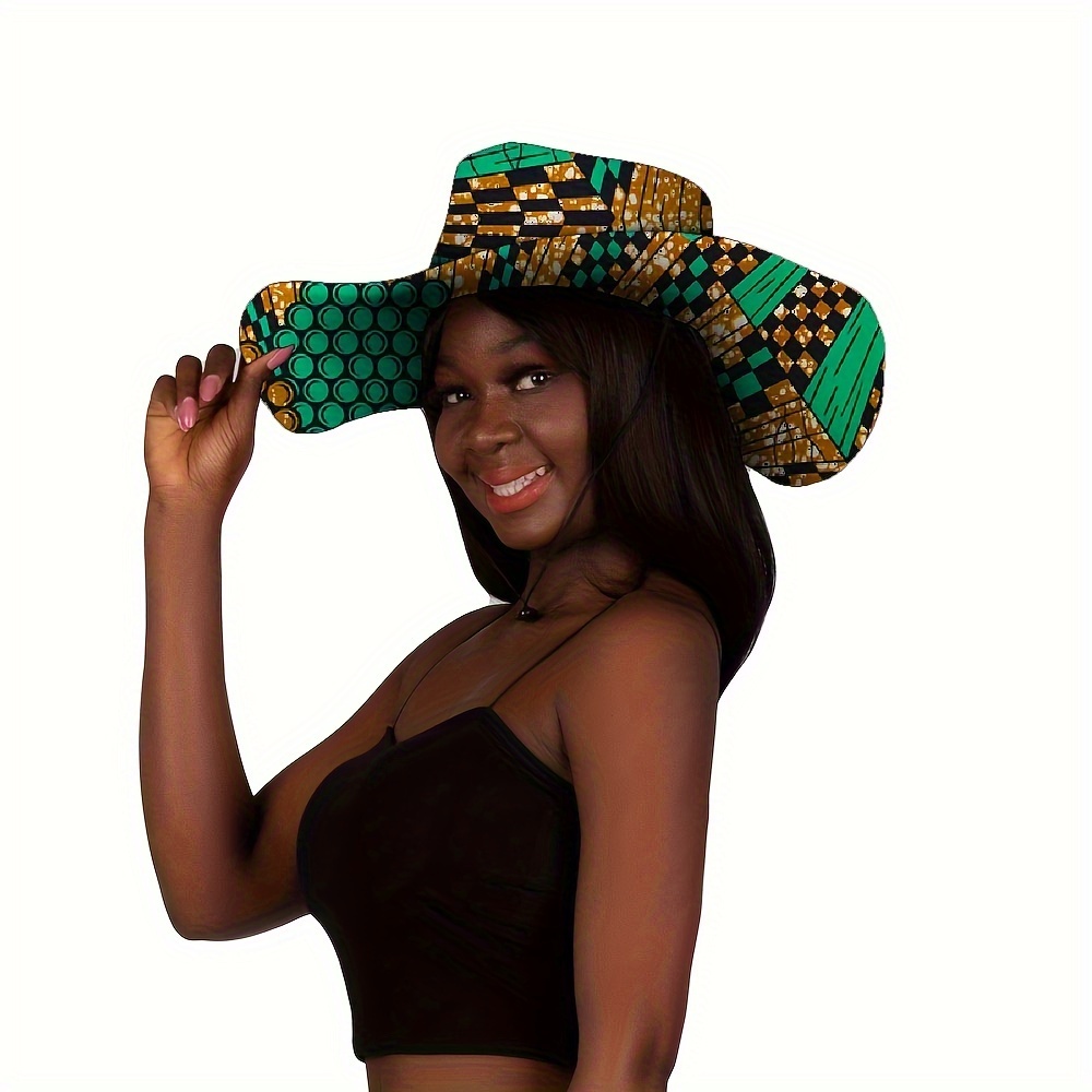 Sombrero Cubo Estampado Bohemio Mujer Sombrero Ala Ancha - Temu