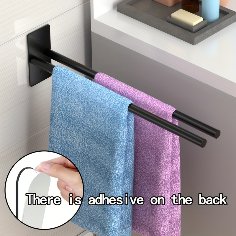  Toallero para colgar toalleros, para colgar en la pared,  toallero de aluminio, para toallas, color negro mate, accesorios de baño,  colgador de toallas, estante de cocina, montado en la pared, barra