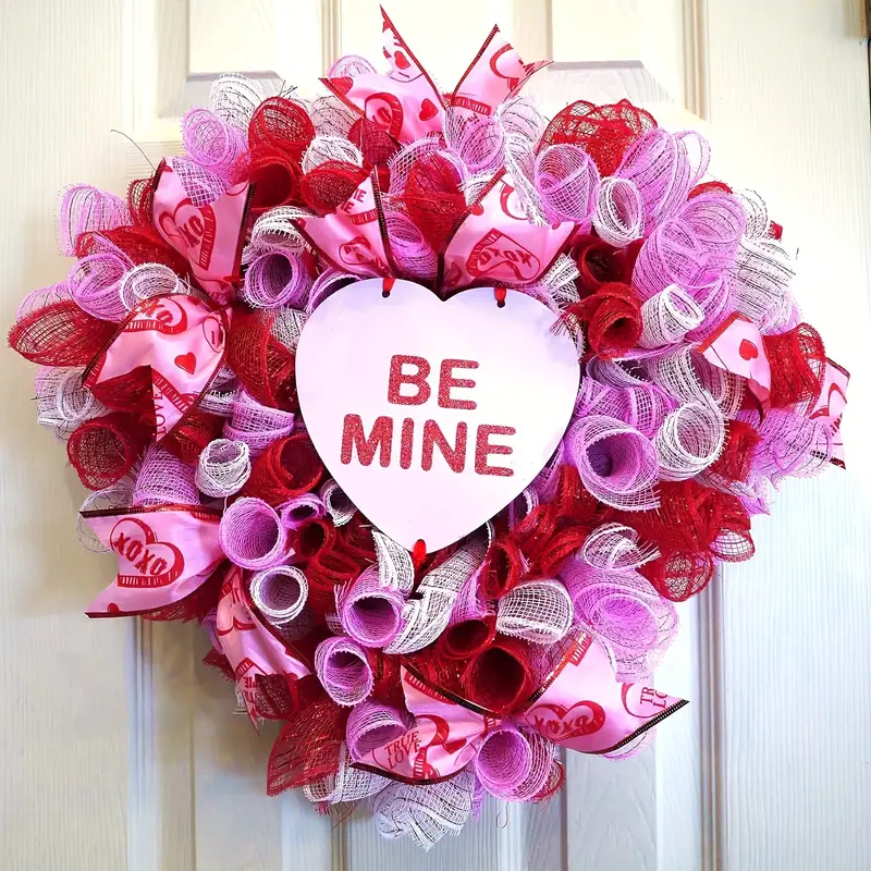 Valentine's Day Ribbon For Wreaths Poly Mesh Ribbon Metallic - Temu