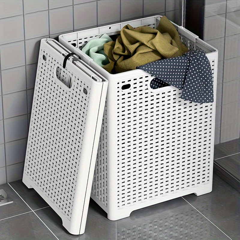 Folding Laundry Basket, Household Hangable Laundry Basket, Large Capacity  Dirty Clothes Storage Basket, Bathroom Plastic Laundry Basket - Temu