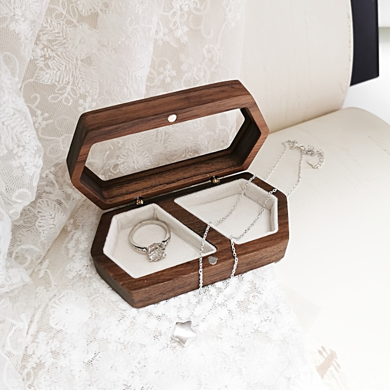 LIFKOME Caja de caja de anillo expositor de anillo de joyería Contenedor de  adorno Soporte de joyería Recipientes con tapas Retro Quinceañera Regalos