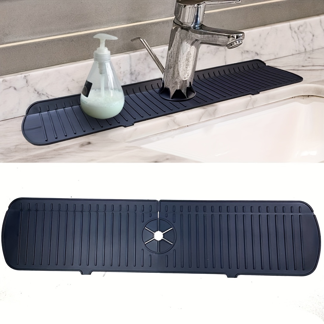 Kitchen Faucet Sink Splash Guard, Silicone Faucet Water Catcher Mat – Sink  Draining Pad Behind Faucet, Rubber Drying Mat for Kitchen & Bathroom