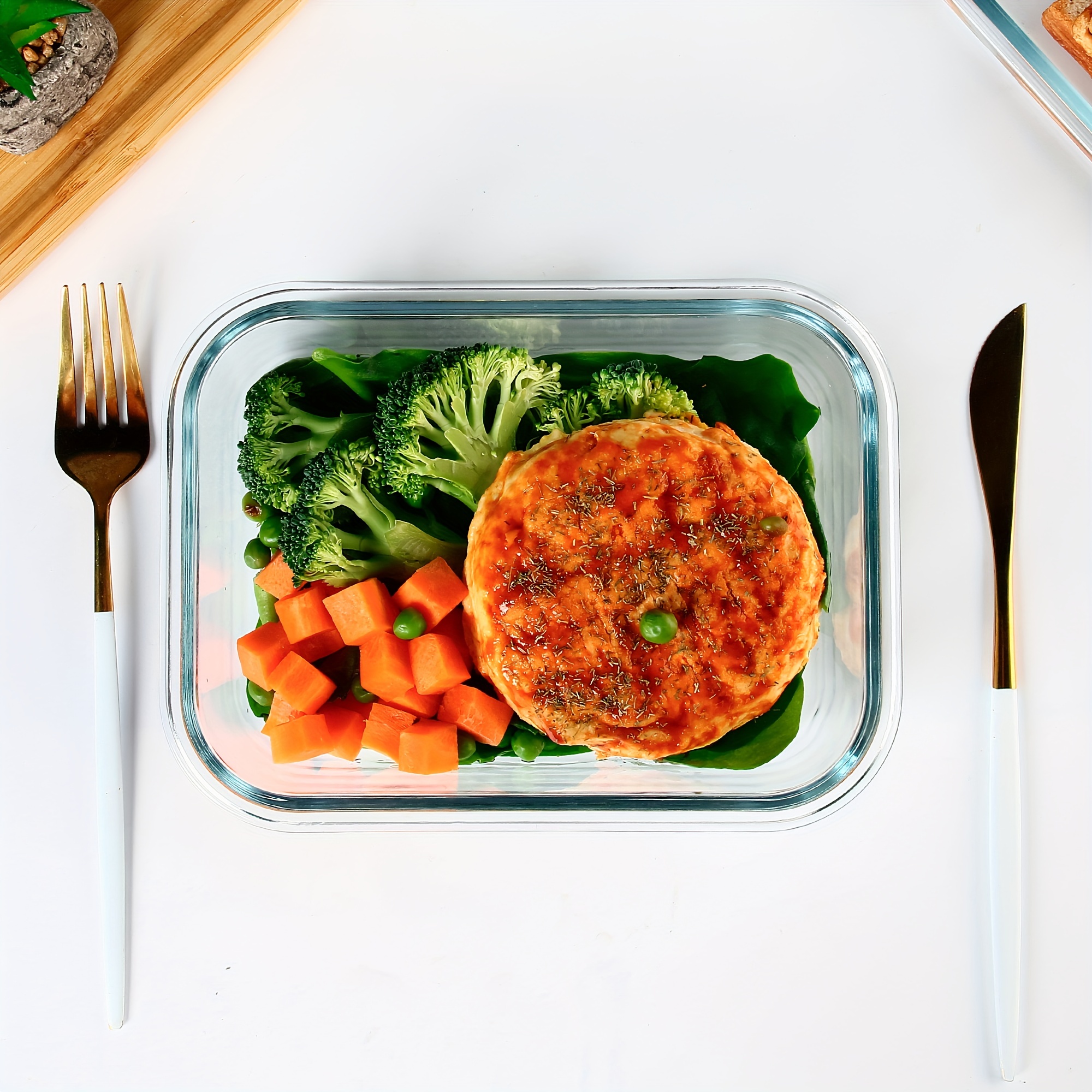 Contenitori per alimenti in vetro di lusso Contenitori ermetici per il  pranzo in vetro Bento con coperchi in plastica per la preparazione dei pasti
