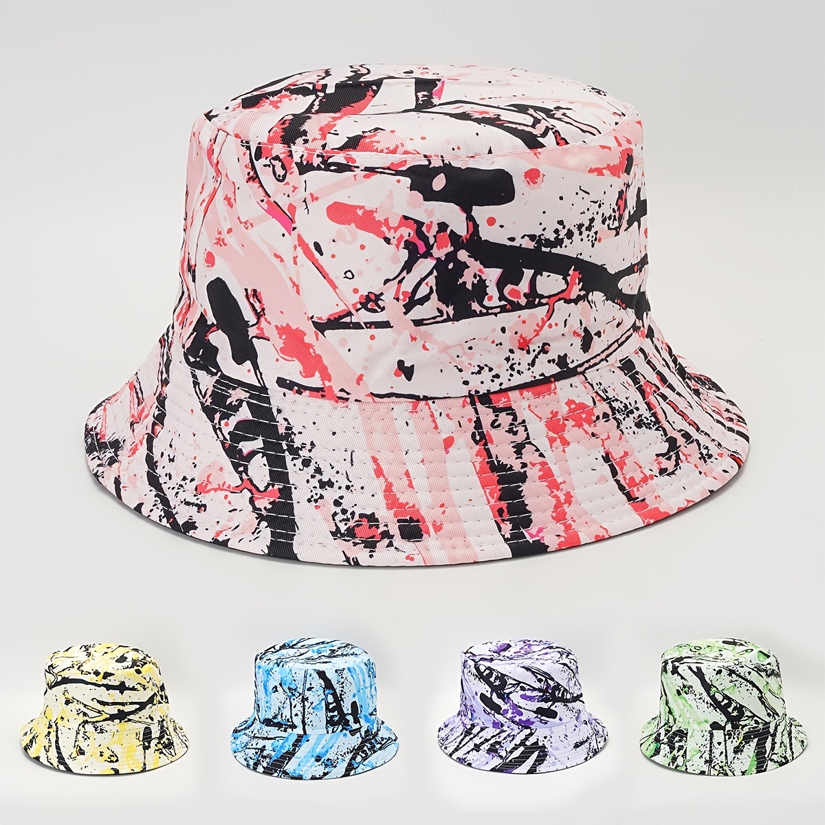 New Fashion Unisex Graffiti Print Bucket Hat Summer Men Women