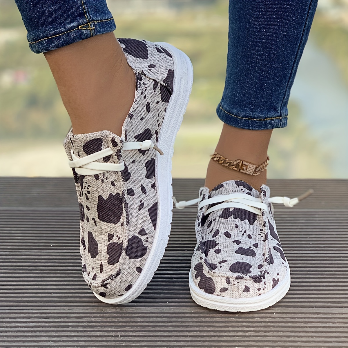 Cow print trainers cheap
