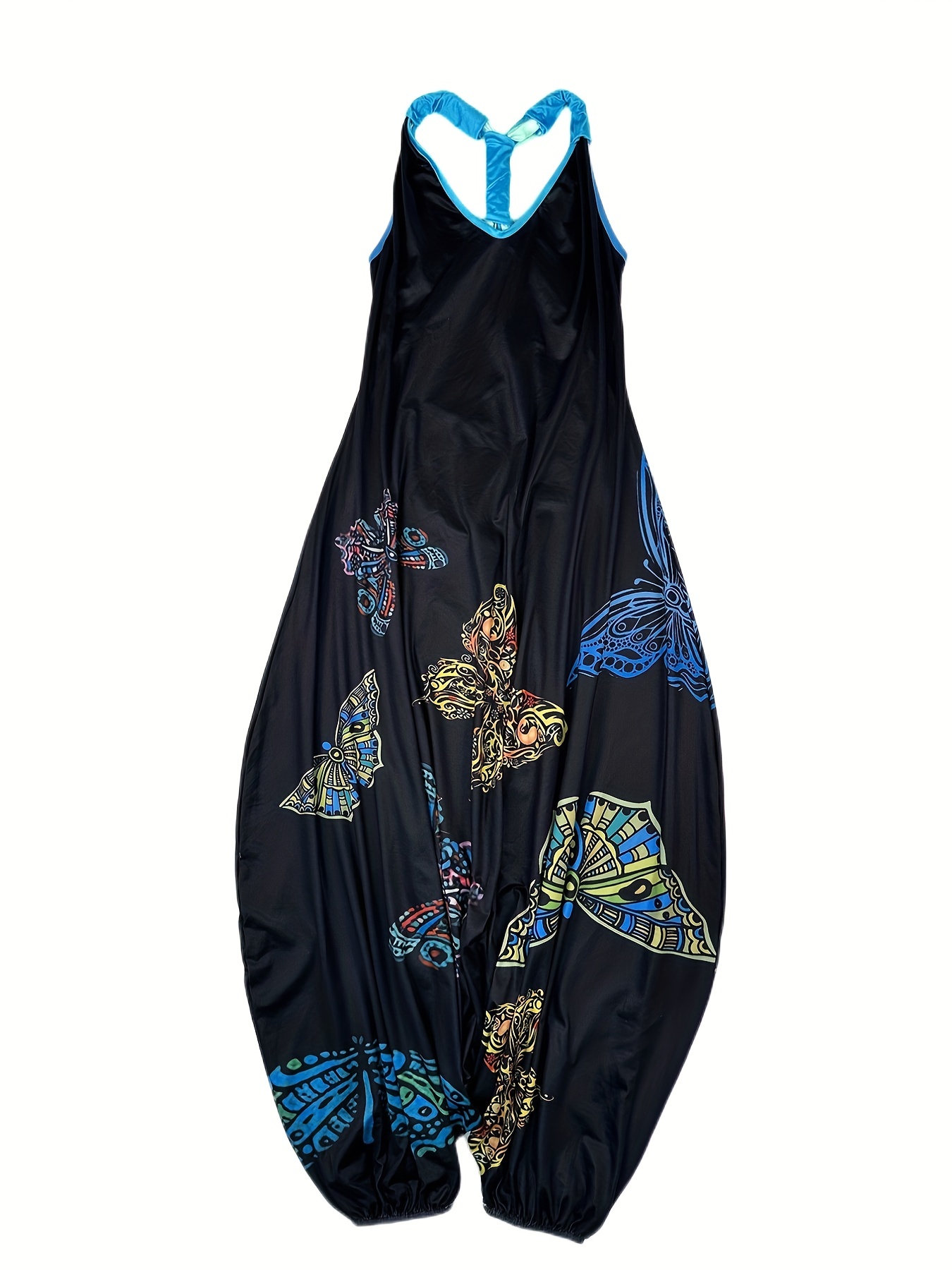 Floral Print V Neck Harem Jumpsuit Women's Clothing