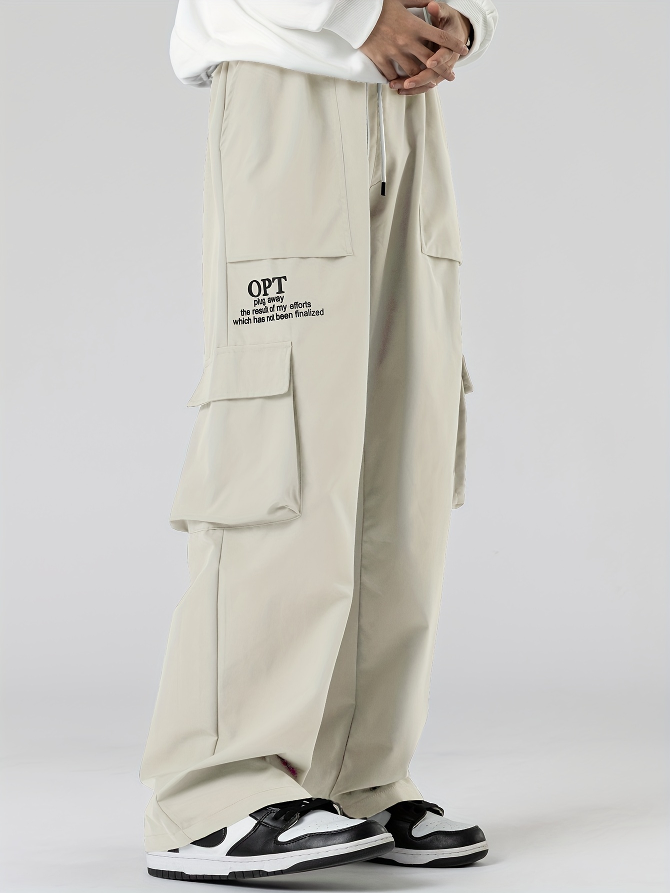 Men's Relaxed Fit Drawstring Cargo Pants Pockets Loose - Temu Japan